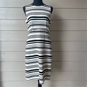 Ann Taylor Factory Elegant Black and White Striped Dress, Size 8